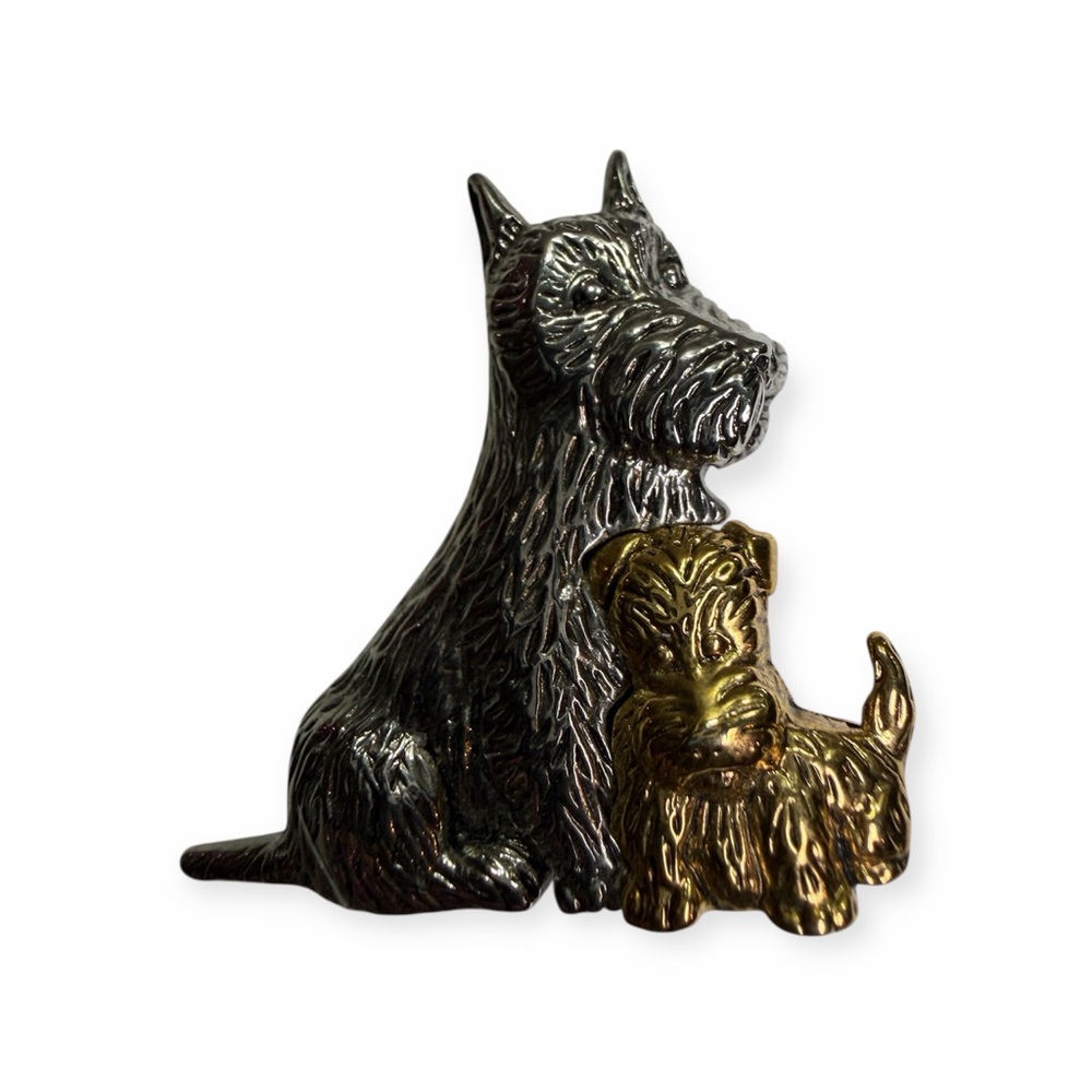 Silver & Gold Tone Scottish Terrier‎ Brooch – Vintage Dog Pin Accessory